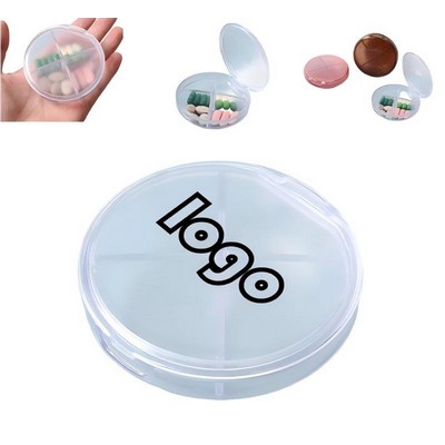 ABS Portable Transparent Round Four-Compartment Pill Box