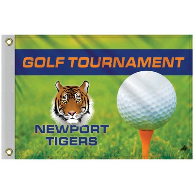 14" x 20" Custom Single Reverse Knitted Polyester Golf Flag with Heading & Grommets - HQ