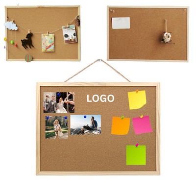 Natural Cork Bulletin Board With Pine Wood Frame