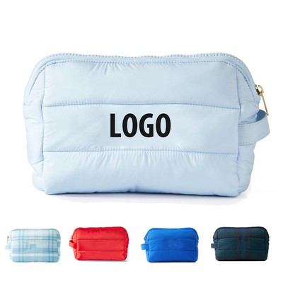 Cotton-Lined Quilted Makeup Bag, Coquette Organizer