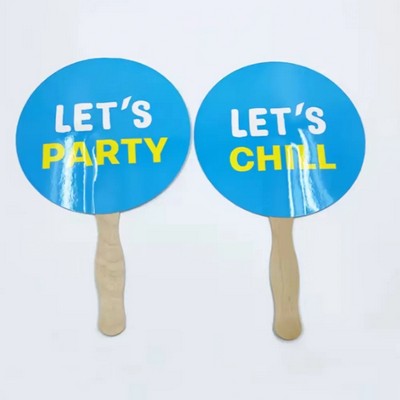 Round Wooden Handle Paper Fans