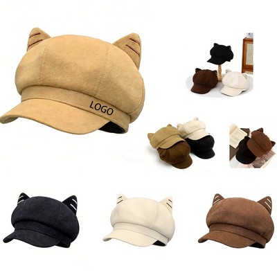 Cotton Polyester Cute Cat Ear Beret