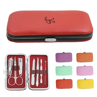 Travel Portable Manicure Set in PU Leather Case 7-Piece Stainless Steel Nail Care Kit