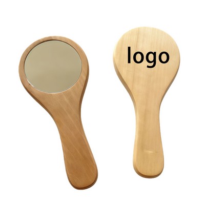 Chrish Compact Wooden Mirror with Polished Glass