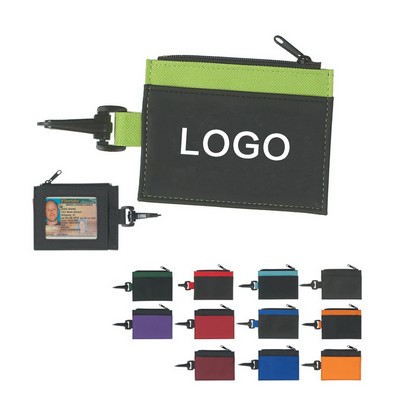ID Card Holder Wallet Coin Purse with Carabiner