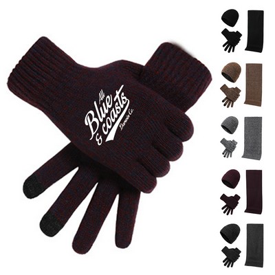 3Pcs Winter Beanie with Scarf and Gloves