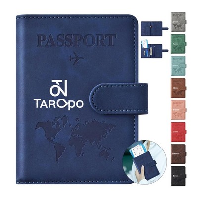 6" Pu Leather Passport Holder W/ Magnetic Closure