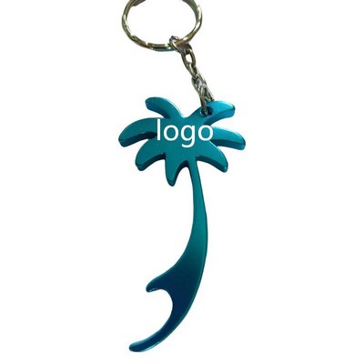 Aluminum Coconut Tree Shape Bottle Opener W/ Key Ring