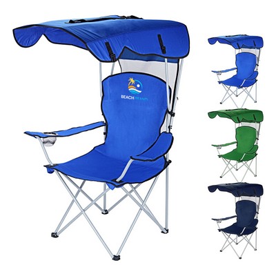 Folding Camping Chair With Umbrella/ Net Cup Holder
