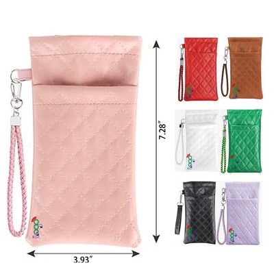 Carrying Strap Leather Eyeglasses Pouch