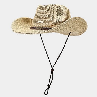 Shapeable Wide-Brim Outdoor Sun Hat Western Cowboy Style Straw Fedora Versatile Fisherman's