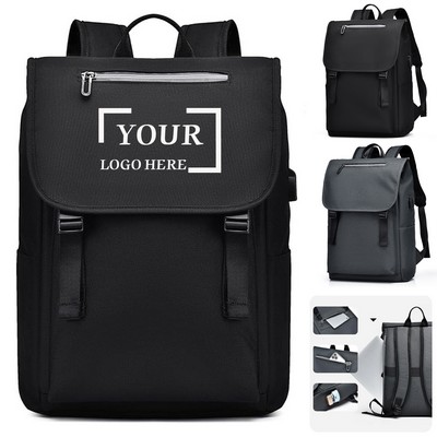 USB Charging Waterproof Nylon Laptop Backpack