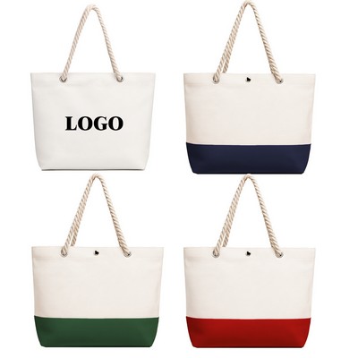 Splicing Cotton Rope Hand-Held Tote Bag