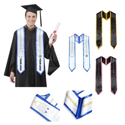Satin Medical Graduation Stole With Rhinestone Stethoscope