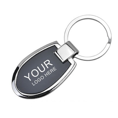 Oval Zinc Alloy Inlay Keychain