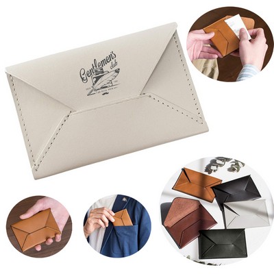 Genuine Leather Slim Envelope Business Card Case