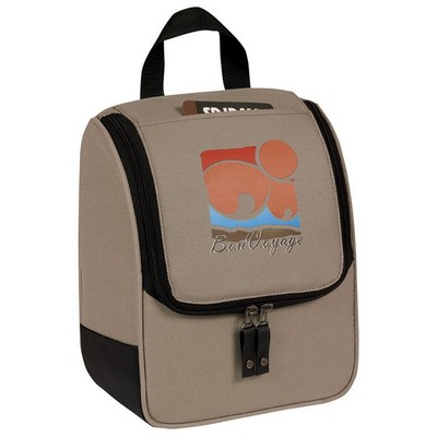 Hanging Travel Kit Bag with Leatherette Trim