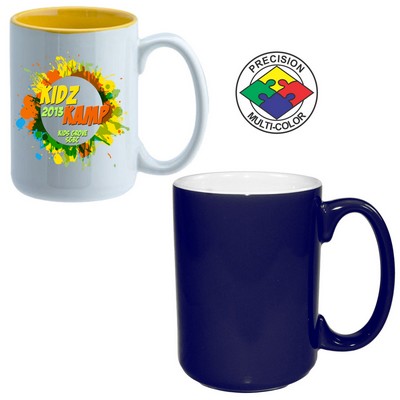 15 Oz. Cobalt Blue & White Two Tone El Grande Mug - Dishwasher Safe - Precision Spot Color