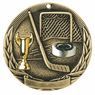 Hockey, Tri-Colored Medal, 2"