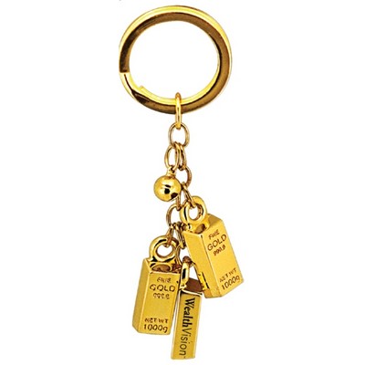 Gold Bar Bell Keychain