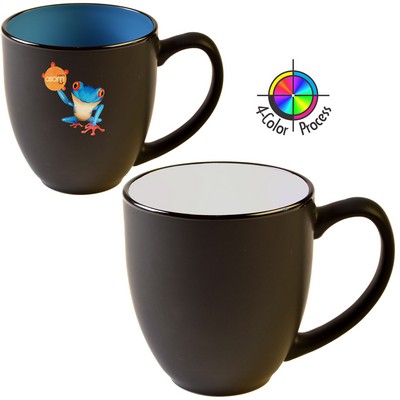 14 1 & 2 Oz. 2 Tone Satin Black & White 4 Color Process Bistro Mug - Dishwasher Safe