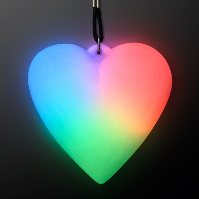 LED Deco Heart Necklace on Black Lanyard - PRINTED