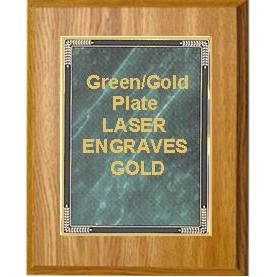 Oak Plaque 7" x 9" - Green Marble Mist 5" x 7" Plate