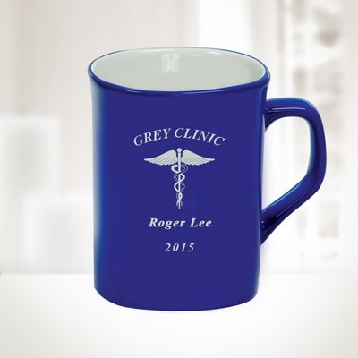 10 Oz Blue Ceramic Round Corner Mug