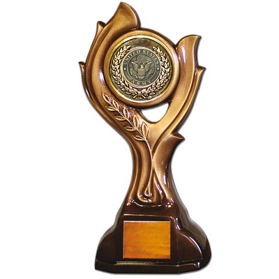 Stock 15" Victory Trophy- With 2" US Army Coin and Engraving Plate