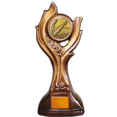 Stock 12" Victory Trophy With 2" Rifle Coin and Engraving Plate