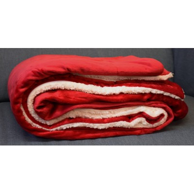Oversize Micro Mink Sherpa Blanket-- 60"x72" (Embroidered)-- Red - ON DISCOUNT