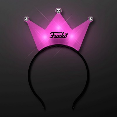 LED Pink Crown Tiara Headbands, Princess Party Favors - BLANK