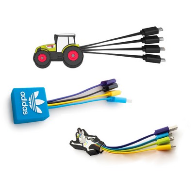 Custom PVC 4 In 1 Charging Cable Any Shape and Color