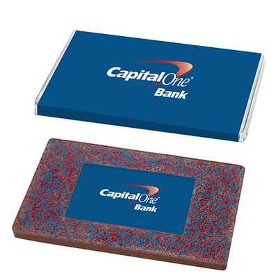 Foil Wrapped One Pound Custom Belgian Chocolate Bar w/ Corporate Color Nonpareils