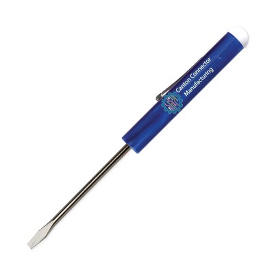 Pocket Screwdriver - Fixed 1/8" Flat Tip Blade w/Button Top
