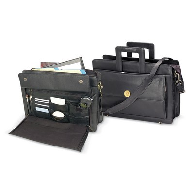 Leather Briefcase W/ Gold Medallion