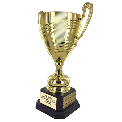 18 ½" Perpetual Bright Gold Metal Italian Swirl Pattern Trophy Cup