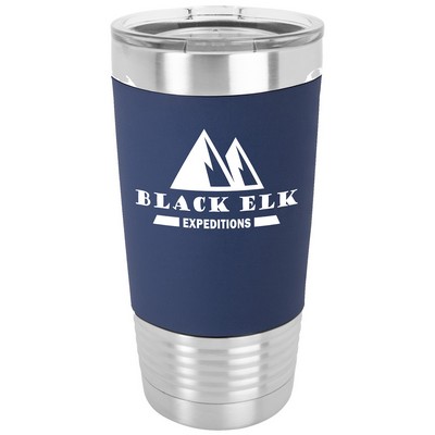 Stainless Steel Tumbler w/Navy Blue Silicone Grip