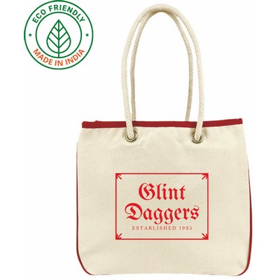 Harbor Rope Eco Friendly 16 Oz. Canvas Tote Bag w/Red Trim