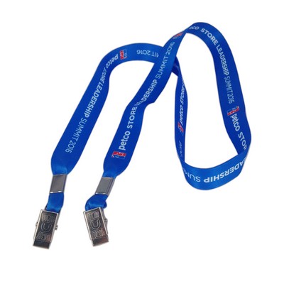 3/4" Lanyard W/ 2 Bulldog Clips