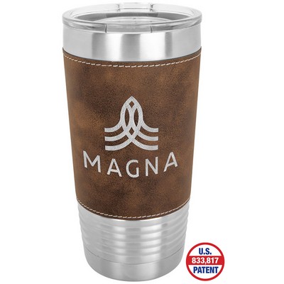 20 Oz. Polar Camel Rustic/Silver Leatherette Tumbler with Clear Lid