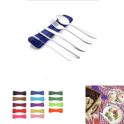 5 Pieces Stainless Steel Flatware Set w/Case