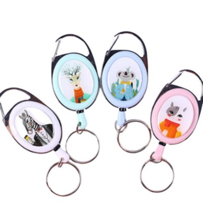 Front Concave Surface Oval Carabiner Badge Reel w/ Belt Clip