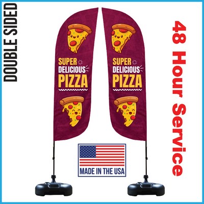 Feather Flag 10' Premium Double-Sided With Plastic Water Base & Carry Bag - Made in the USA