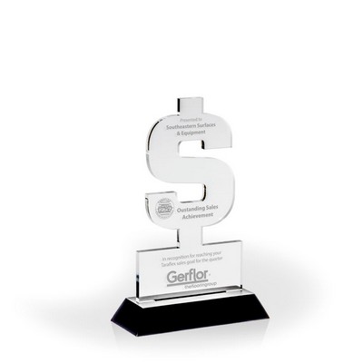 Dollar Sign Award with Black Wood Base - Engraved