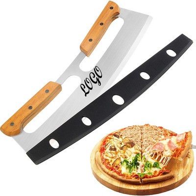 Pizza Cutter Rocker With Wooden Handles