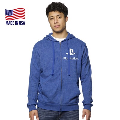 USA Made Unisex Eco Triblend French Terry Full Zip Hoodie