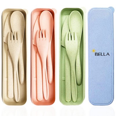 Portable Wheat Straw Cutlery With Case