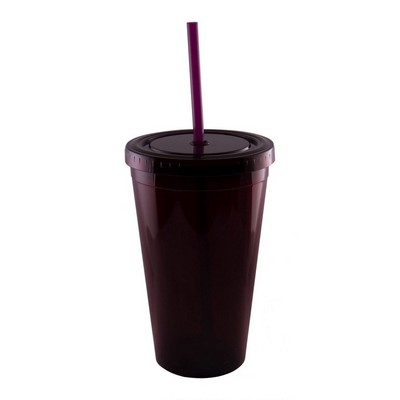 16 oz. Maroon Double Wall Acrylic Translucent Tumbler