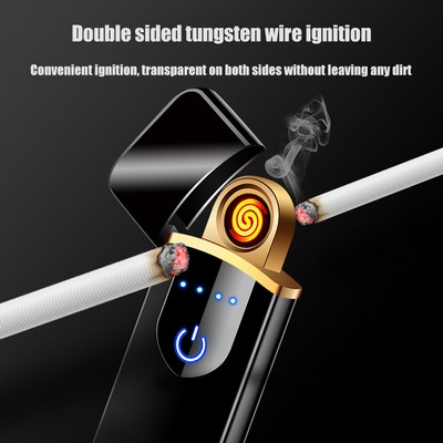 Ultra thin fingerprint USB charging lighter, double-sided tungsten wire, personalized fashion, envir